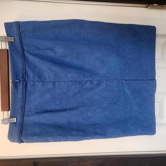 ROMY Royal Blue Floral Textured Pencil Skirt - Size Large - Picture 3 of 7